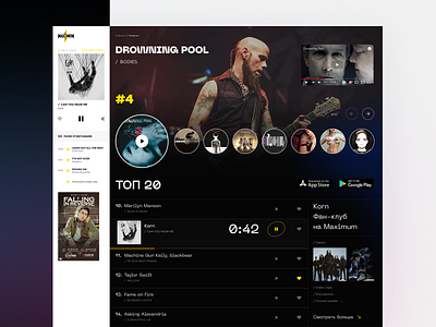 Top tracks design flat maximum minimal music radio top tracks ui ux web website