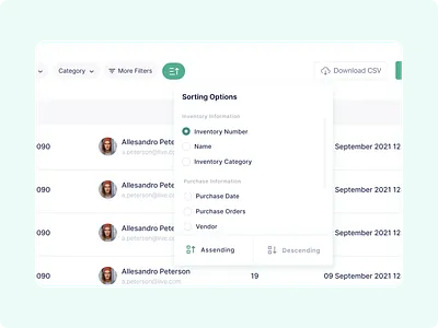 Sorting Component for Listings catalogue graphic design listing product deign saas sort sorting ui ux