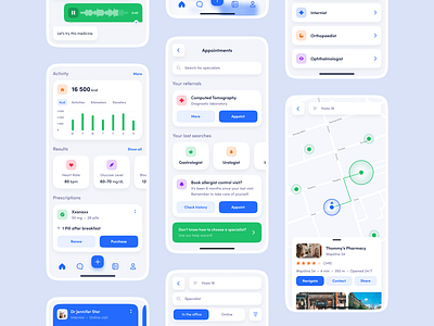 Healthcare Companion App activity app appointments clean dashboard design doctor health healthcare map medical medicine mobile app ui ux visits
