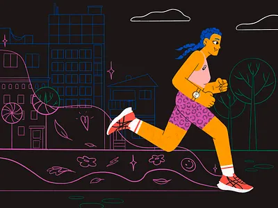Runner Girl bold character character design digital illustration experiment exploration illustration organic procreate runner running textures vibrant vintage