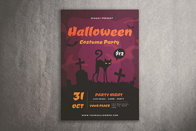 Halloween Costume Party Flyer catalog clean design flyer flyer poster halloween halloween flyer halloween party horror illustration indesign magazine movie october poster print printable pumpkin template thriller