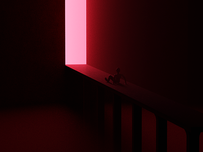 The Corridor 3d blender concept concept art moody red