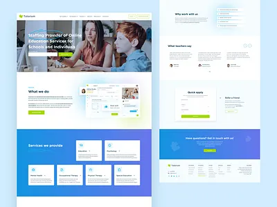 E-learning: website design clean colorful designer e learning graphic design home page illustration landing page mobile online education online school online teacher responsive design saas website ui ux web design website website design