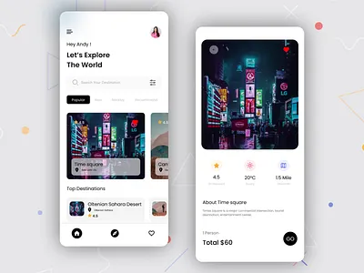 Travel and Explore app app design apple design explore new york time squar travel travel and explore ui ui design uidesigner ux ux design uxdesigner