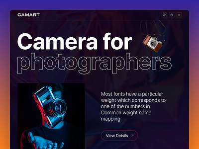 CAMART - Camera E-Commerce Concept branding camera design minimal typhography ui uiux uiuxdesign ux