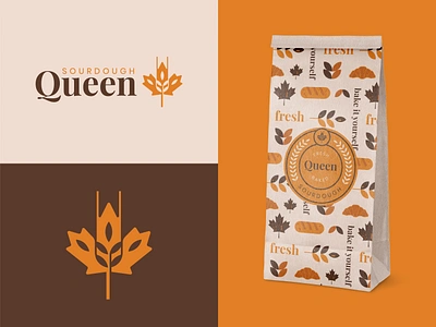 Sourdough Queen - Online Bakery Branding bakery bakery logo baking brand design branding branding design canada color cook food food branding grain logodesigner logomark print symbol wheat