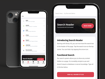 Sticky Mobile - Search Header Box android app design header search header search box ios iphone mobile mobile header mobile kit mobile site template modern mobile app design multipurpose pwa search box search input sticky mobile ui web app design web app template