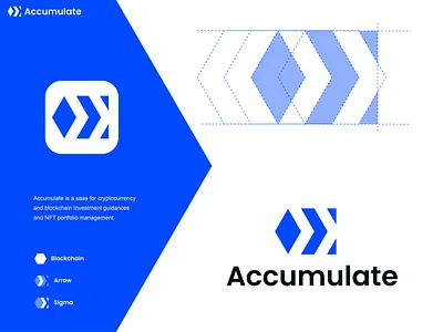 accumulate app block blockchain branding clever creative crypto design finance financial hexagonal investement logo minimal modern nft simple technology trading