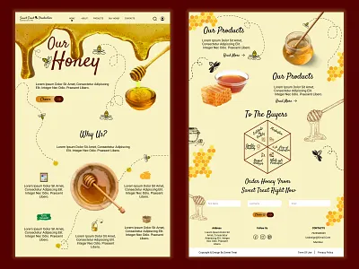 Honey Production website Branding and UI Design app branding company design figma honey honey comb honeybee illustration logo production ui ux vector