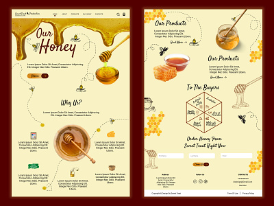 Honey Production website Branding and UI Design app branding company design figma honey honey comb honeybee illustration logo production ui ux vector