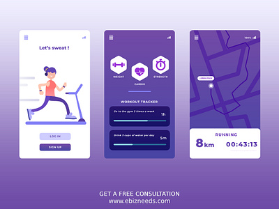 Fitness Live Track App UI/UX Design - eBizneeds android app design android app development app designer app designers app designers australia app developer app developers design illustration