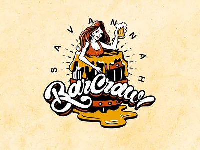 Savannah bar bar logo design beer girl beer logo brand identity creative logo design girl girl design girl mascot logo design girl vintage design hand drawing logo icon design illustration logo logo design minimalist logo professional logo sketch vintage vintage logo design