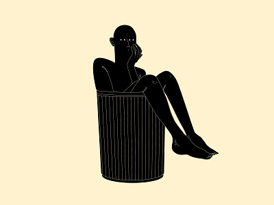 Trash abstract composition conceptual illustration design dual meaning editorial editorial illustration figure figure illustration illustration laconic lines man man illustration minimal poster thinker thinking trash trash can