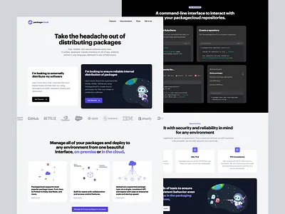 PackageCloud Redesign code dev landing landing page mascot package manager product design saas ui web web app website
