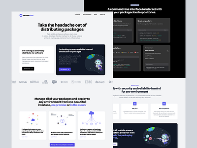 PackageCloud Redesign code dev landing landing page mascot package manager product design saas ui web web app website