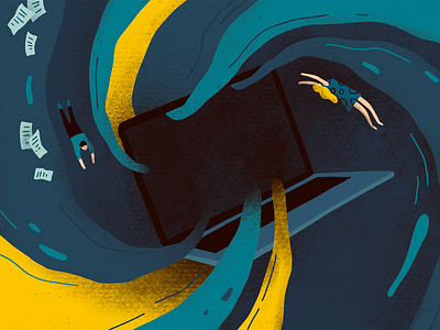 "Goodnight, Startup!" book illustration character digital illustration illustration laptop macbook procreate swirl work