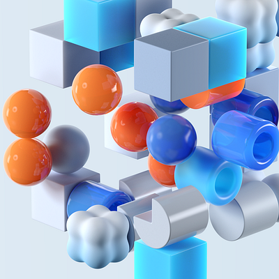 Shapes 3d 3d artist 3dillustration abstract background blue branding c4d cgi colorful glass mograph motion graphics orange shapes spheres wallpaper web