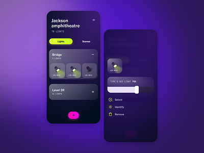 IOT Venue Lighting app app brightness color concept energy intensity interior iot lamps led light control lighting lights mobile set smart smart lighting stage ui venue