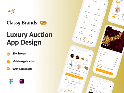 Classy Brands Design For Luxury Auction auction brands classy dubai gold logo new user interface