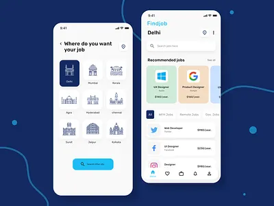 Job finding app app design interface design job finding ui ux