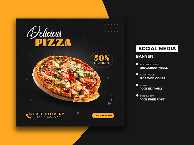 Pizza Food social media post banner design ad banner ads banner design branding design facebook ad facebook ads facebook banner food banner google ad banner graphic design illustration instagram post bannerr motion graphics pizza banner pizza banner psd free download pizza food banner social banner social post wed banner