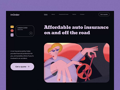 Landing | InOrder animated animation car insurance design desire agency graphic design hero hero page insurance insurance company landing landing page motion motion design motion graphics ui user interface web web site website