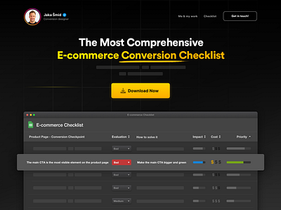 E-commerce Conversion Checklist app average order value checklist conversion conversion design conversion rate cro design e commerce ecommerce google sheet online store spreadsheet store upsell web