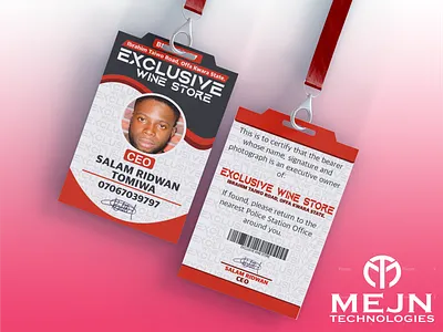 ID CARD DESIGN FOR EXCLUSIVEWINE STORE branding graphic design id card