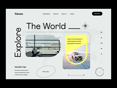 Travelo Web Site Design: Landing Page / Home Page UI design destination explore journey landing landing page landingpage minimal orix sajon tourism travel travel landing traveler travelling trip uiux web web header website