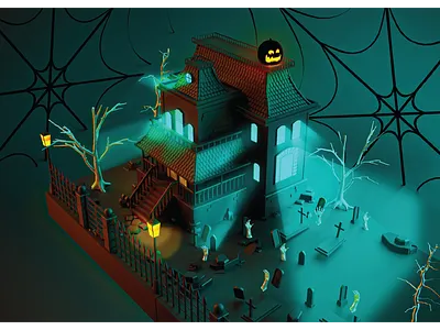 Haunted Haus - 3D Render - Craft Beer Label 3d beer art branding craft beer design grave halloween haunted house illustration logo package design photoshop pumpkin render spooky vector