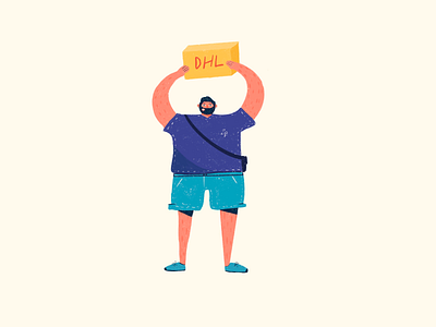 Courier Dhl illustration design dhl flat gesture illustration man pose smile texture