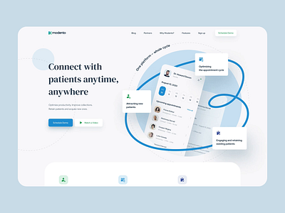 Website for patient communication platform animation awards dentists design doctor healthcare home screen infographic landing page medical medicine mentalstack parallax product design promotion scroll uiux user interface website