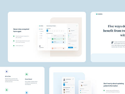 Patient communication platform article awards blog branding clean ui dentist clinic healthcare homepage layout medicine mentalstack product design promotional website typography website