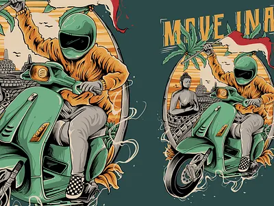 Riding Vespa design digitalillustration handdrawn illustration motorcycle riding riding motorcycle tshirt design vespa vespa matic vespa primavera vespa sprint vintage vintage design