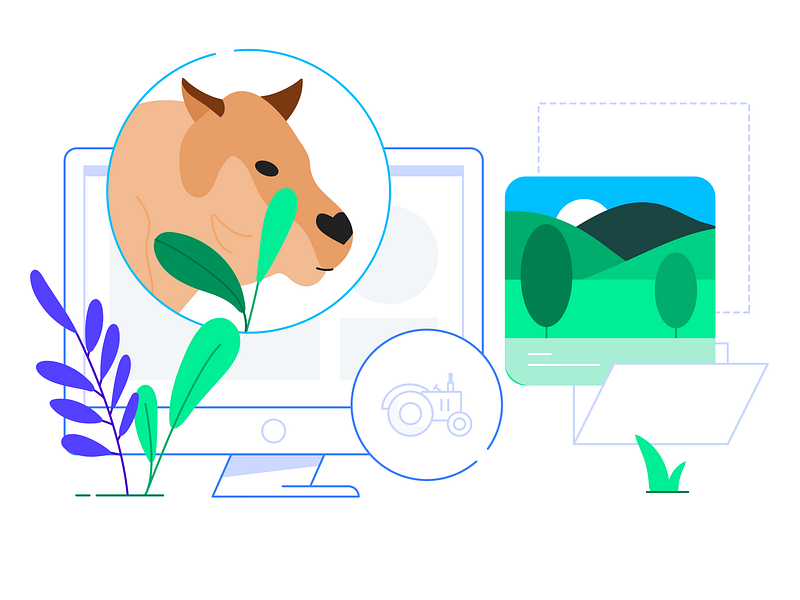 BAOTREE - Agriculture agriculture art branding browser communication computer cow design folder icon illustration laptop nature plants scene tractor