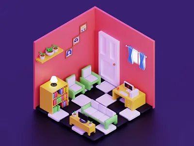 3d isometric illustration !! 3d animation best daily design designtrend graphic design illustration insipration living product room ui uiux visual