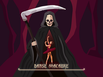 DANSE MACABRE 2d ballerina danse macabre death design digital illustration dribbble flat grim reaper illustration vector