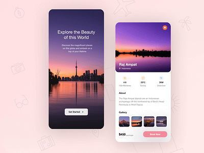 Travel App adventure app clean design flat minimal mobile modern simple travel ui ux