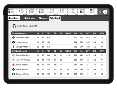 Standings - Wild Card design ui ux