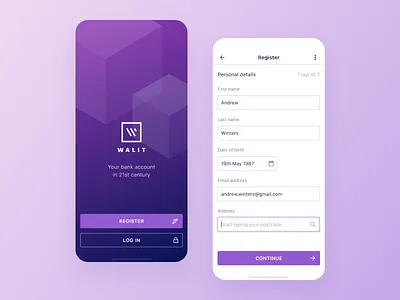Walit banking - landing page app b2b b2c banking banking app design e coomerce finance fintech ios app mobile app mobile ui payment purple ui ui design ux ux design