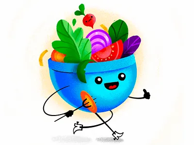 Go Fork It! boots bowl fork illustration ipad procreate salad veggies