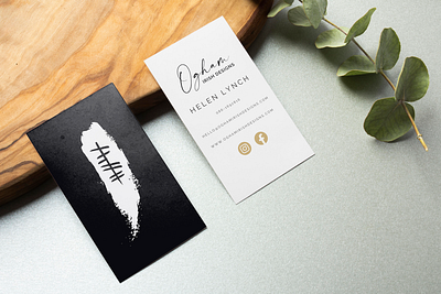 Ogham Irish Designs business card mockup