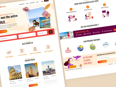 Landing Page - Holidays dailyui holidays landing page orange red tourism ui user interface vacation web design