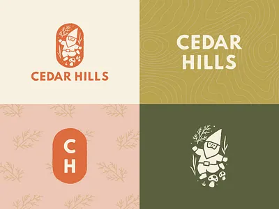 Cedar Hills Apartments Branding & Identity apartment branding apartment identity apartment logo branding cedar dancing gnome gnome gnome branding gnome drawing gnome illustration gnome logo handdrawn gnome handdrawn logo handlettered logo handlettering identity illustration lettering portland portland or