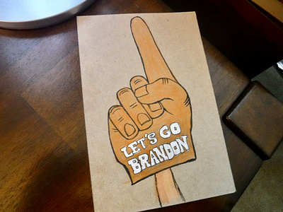 Les go colored pencil drawing foam finger illustration letsgobrandon meme sketch