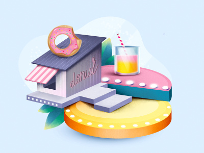 Isometric donuts shop 2d abstract adobe adobe illustration adobe photoshop art artwork clean colorful creative design digital art flat graphic design illustration minimal modern photoshop simple vector