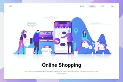 Online Shopping Flat Concept back backup backupgraphic branding chand character commerce concept dashboard design flat illustration landing page people shopping template vector website wireframe