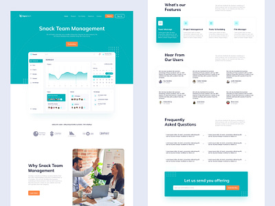 Snack Team Management Saas Website app homepage investment landing landingpage management saas services software technology ui deisgn uiux web design website