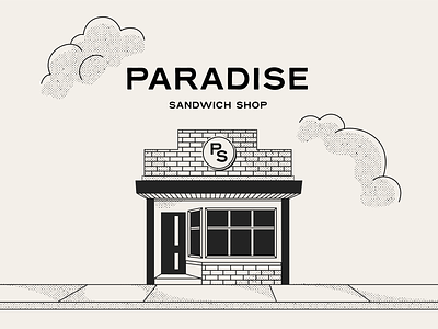 Paradise Sandwiches branding brick corner store design illustration lockup paradise sandwiches shop type typography vintage