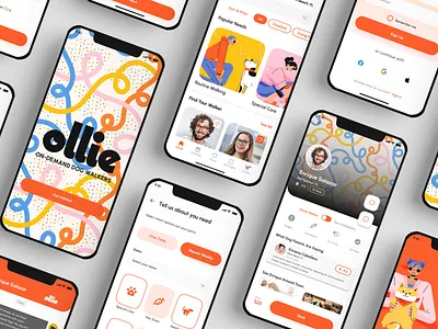 Ollie Dog Walking App app branding design ui ux